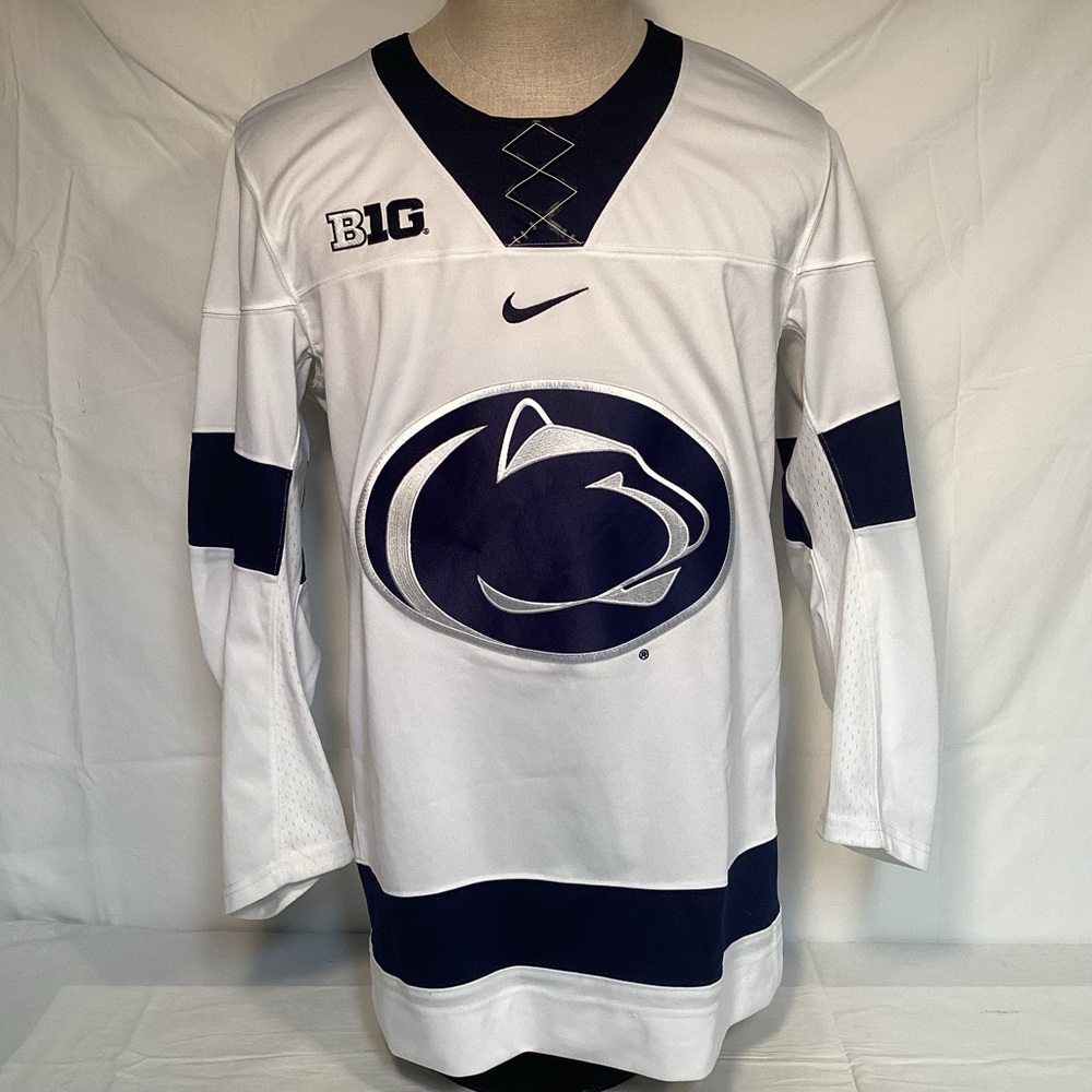 Nike Penn State Nittany Lions White And Navy Blue Hockey Jersey Mens Size Medium